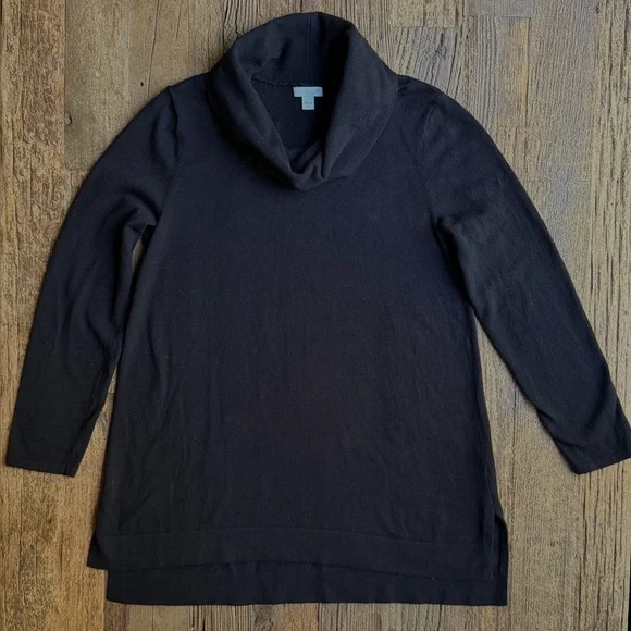 J.Jill Black Cowlneck Tunic Sweater Size M - Picture 3 of 8
